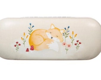 Woodland Fox themed glasses case, sunglasses, storage, accessories, glasses wearer, organisation, cleaning cloth, winter school case, autumn