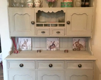 SOLD Please contact for custom orders - Solid pine farmhouse / Welsh dresser - Shabby Chic, Upcycled, Distressed, Annie Sloan, Farrow & Ball