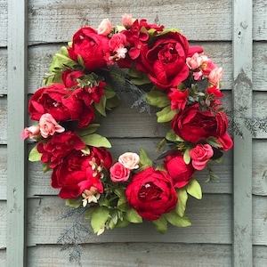 Red Door Wreath, Round, for the Front Door, Wedding, Home, Decoration ...
