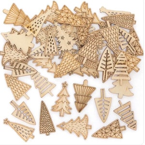 Mini wooden Christmas trees, for craft, advent, decoration, dolls house, scene, can be painted