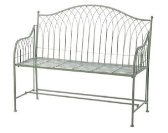 Grey Metal Garden Bench, Love Seat, Garden Furniture, patio bench, French style, farmhouse, gothic, outdoor seating, garden furniture