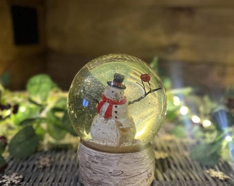 Snow Globe Christmas snowman and deer Water Globe, nursery office living room decoration enchanted forest winter wonderland