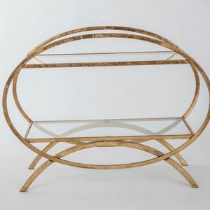 Metal Shelf Gold Gilt Leaf, shelving unit, storage, drinks cabinet, gin cupboard glass shelving minimalist interior decoration living dining bild 3