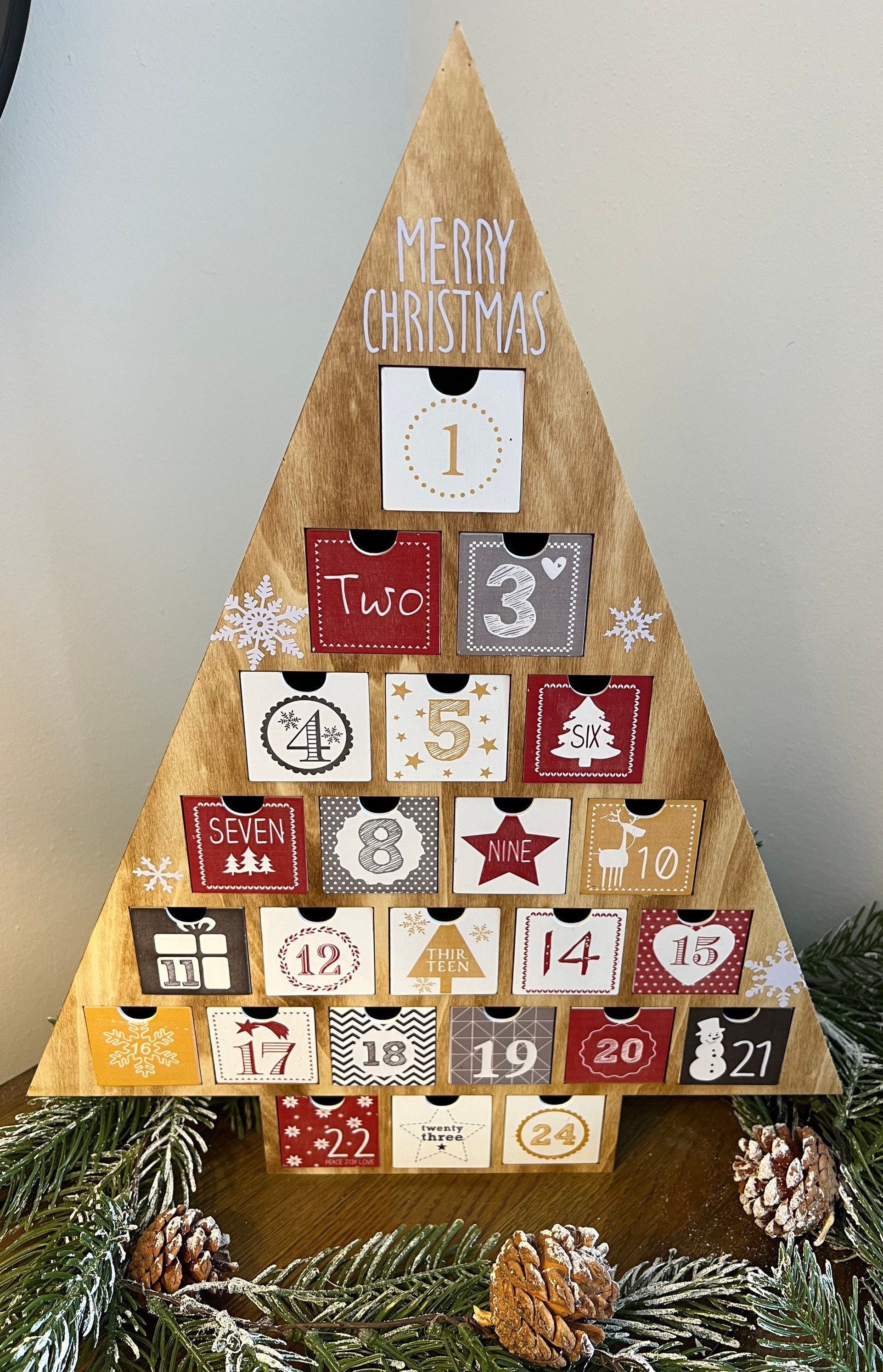 Personalised Christmas Wooden Advent Calendar Tree Adult and Etsy