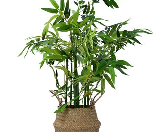 Faux Basket Plant - Bamboo, artificial greenery, indoor outdoor use, decoration, easy care