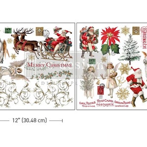 Può includere: Un foglio di carta decoupage a tema natalizio vintage con immagini di Babbo Natale, renne, angeli, fiocchi di neve e una stella di Natale. La carta misura 30,48 cm per 30,48 cm.