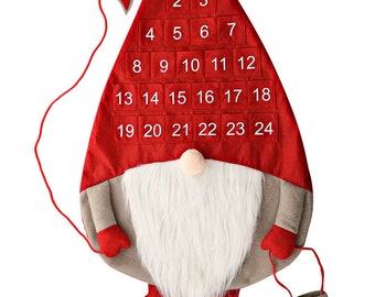 Gonk Fabric Advent Calendar Red, personalisation available, add child name, countdown to Christmas