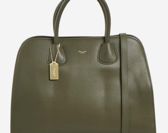 Authentic Designer Handbag Moncrief, Green Italian Leather, Large Bowling Bag