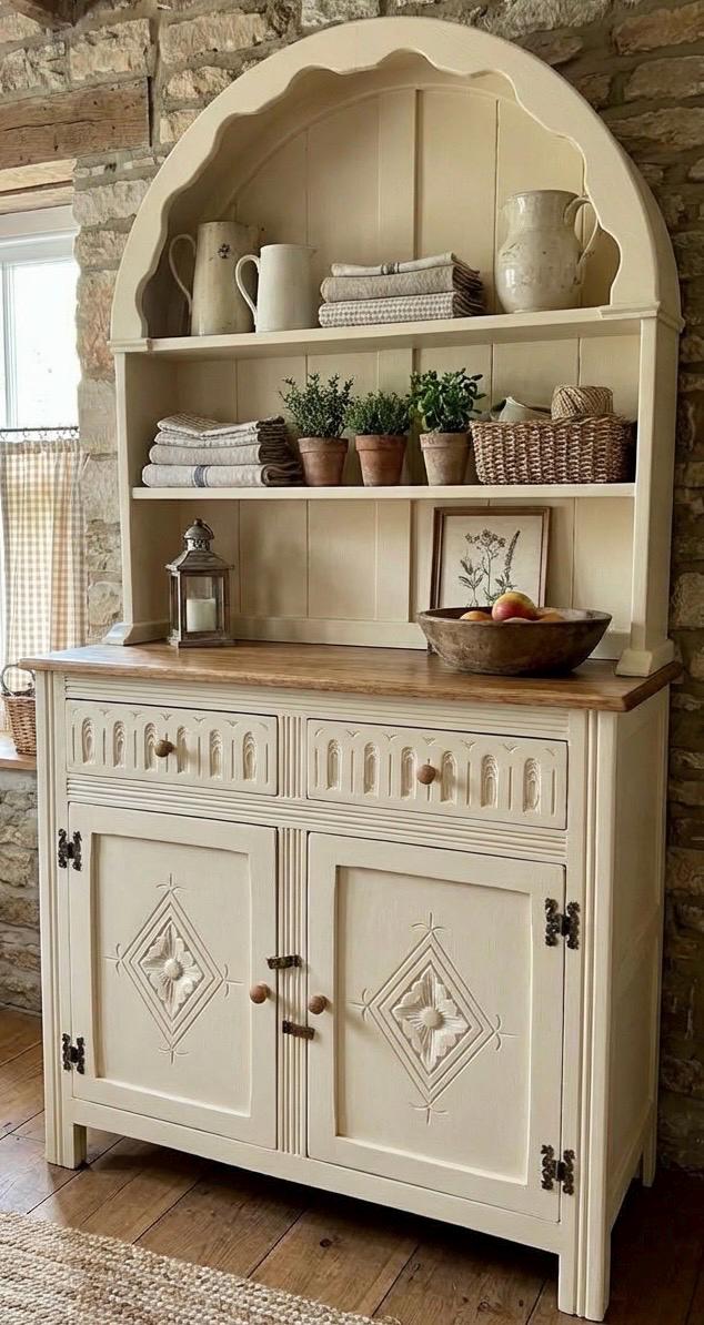 cream welsh dresser Custom Painted UPCYCLED Large Glazed/glass Door Display Vintage/pine  Kitchen Welsh Dressers Storage Fusion Mineral Paint Blue