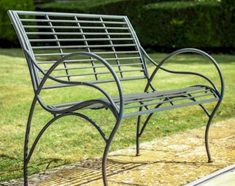 Black Matal Garden Bench, Love Seat, Garden Furniture, patio bench, Contemporary style, modern , outdoor seating, garden furniture