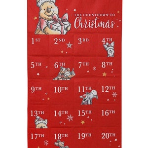 Disney Winnie the Pooh Fabric Advent Calendar &quot;Merry Christmas&quot; Red, personalisation available, add child name
