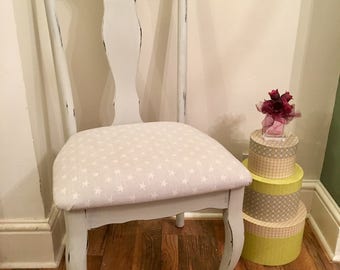 SOLD Boudoir chair, dressing table / desk stool seat. Wooden chair can be finished in a choice of colours and fabric - bespoke, custom order