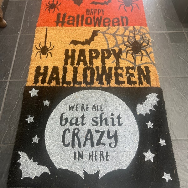 Natural Door Mat Halloween decor, spooky, humour, gothic design, witchy-inspired living space, bat sh*t crazy