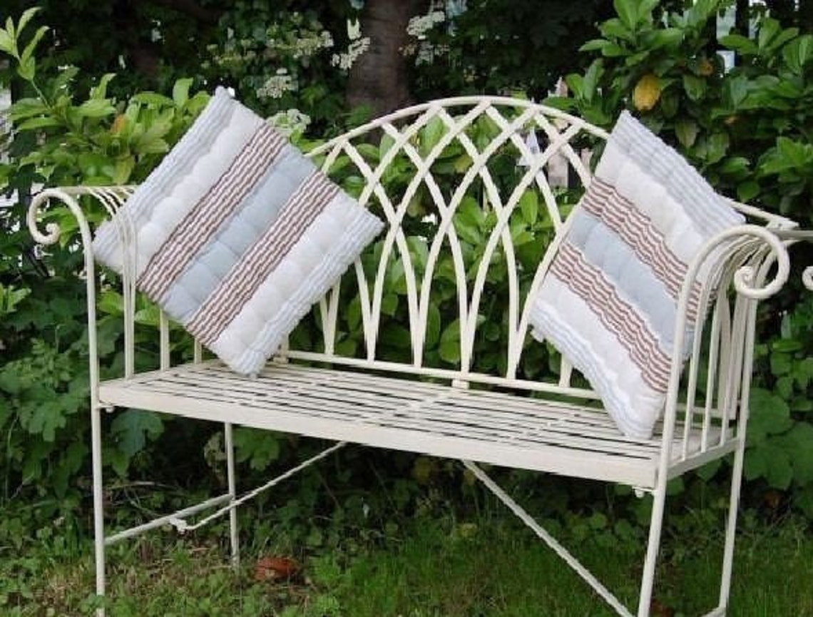 Cream Kings Vintage Metal Garden Bench Love Seat Garden Etsy UK