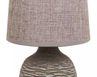 Dark Grey Table Lamp With Grey Linen Shade