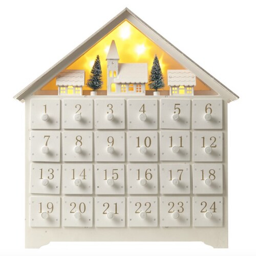 Large White Advent Calendar With LED Lights 24 Drawers Etsy