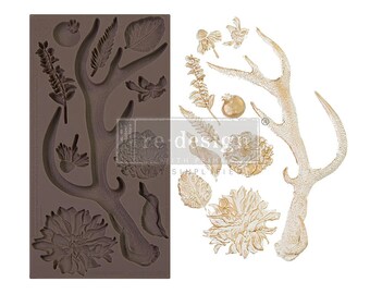Prima Decor Moulds - Loggers' Lodge 2, SKU: PM666668, Casting mould, clay, resin, food grade, winter, stag antler design
