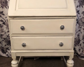 SOLD Shabby chic solid wood bureau writing desk, office study bedroom workspace, ready to be customised can be painted any colour