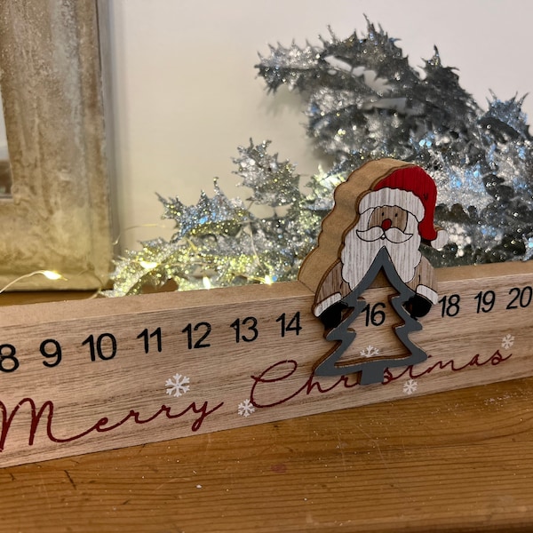 Father Christmas Wooden Advent countdown to Christmas Rule, advent calendar, family countdown, 1st December