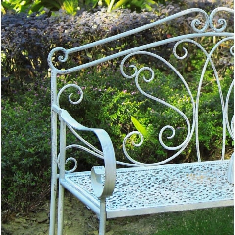 Farmhouse metal outdoor deals bench