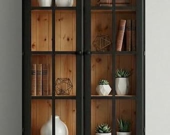 SOLD Modern Black & Natural Wood Cabinet, Hand-Painted Sideboard with Raw Oak Interior, Mid-Century Modern Storage, Minimalist Home Decor