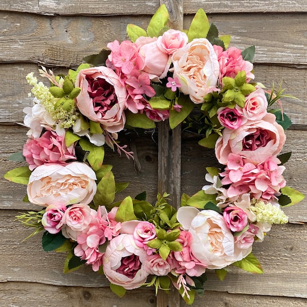 Door Wreath, Round, For The Front Door, Wedding, Home, Decoration, Artificial Flower, Wreath Peony, 16inch, Dispaly, Easter, Christmas gift