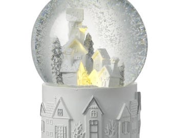 Winter Wonderland Snow Globe: White Snow Town Scene Delight