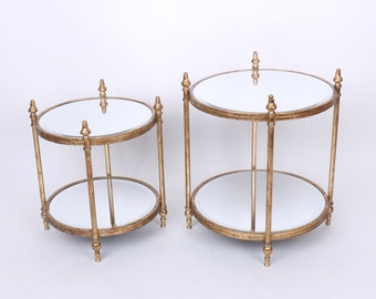 Set of 2 side tables, Gin Shu Metal Nest of Tables - Gold Gilt Leaf, living room, dining room, bedroom, side tables, home furnishings