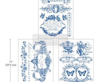Decor Transfers - Middy Transfers Lovely Labels, 8.5"x11" Re-Design with Prima, Chalk Mineral Paint, Furniture decor handmade, french, blue