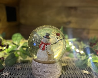 Snow Globe Christmas snowman and deer Water Globe, nursery office living room decoration enchanted forest winter wonderland