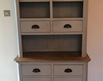 SOLD Please contact for custom orders - Solid oak wooden Welsh dresser, top and bottom, complete unit, can be customised to any colour, this