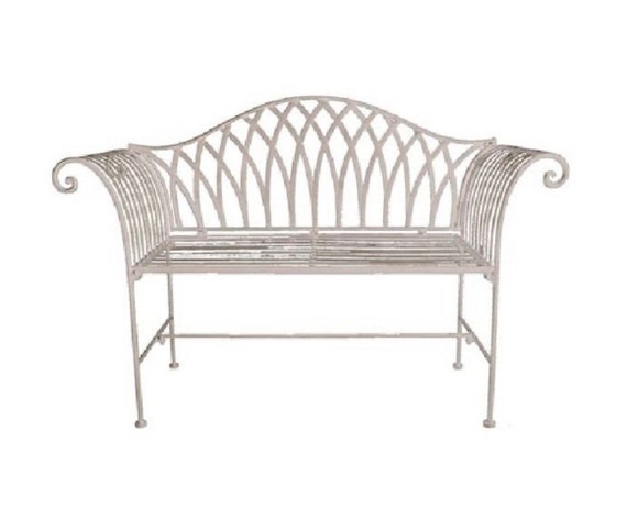 Cream Kings Vintage Metal Garden Bench Love Seat Garden