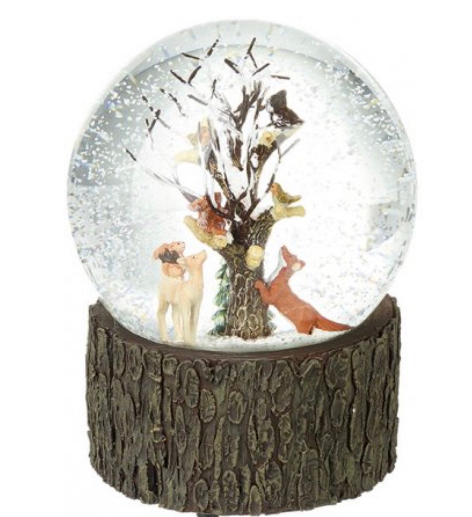 Woodland animal musical snow globe Christmas deers Fox | Etsy
