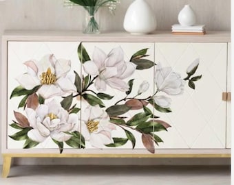 MAGNOLIA GRANDIFLORA Furniture Decor Transfer Floral, 24″x35″ Dixie Belle Re-Design with Prima, Chalk Mineral Paint