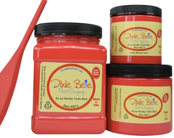 Honky Tonk Red | Dixie Belle Paint | bold red, Chalk Mineral Paint 236ml 8oz, 473ml 16oz, 946ml 32oz, Shabby Chic Furniture update makeover