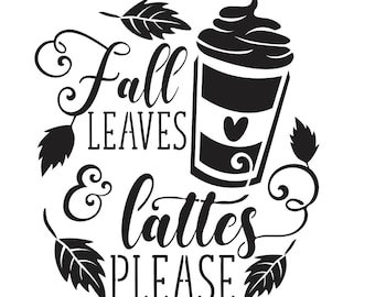 Fall Lattes Stencil 12.5" x 13.5", for home decor, crafts, furniture, painting