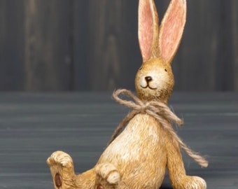 Relaxed sitting rabbit 11cm, Easter, valentines, hopping mad, ornament, animal woodland country decor