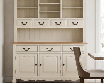 Shabby chic solid / hard wood welsh dresser, top and bottom, complete unit. Ready t be hand painted any colour, Annie Sloan, Farrow & Ball