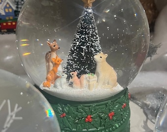Musical snow globe, Woodland forest, Christmas animals, magical, waterball, home decor, snow scene, personalised, winter wonderland