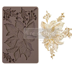 Prima Decor Moulds - Crimson Blooms SKU: PM667733, Casting mould, clay, resin, food grade, winter, Holiday collection design, Christmas
