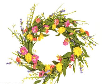 Large English Heath Door Wreath, Round, Front Door, Wedding, Home, Decoration, Artificial Flower, 69cm display, summer, autumn, wildflower