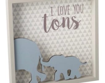 I love you tons 3D plaque, Valentine’s, Wooden wall hung sign, Elephant , Nursery decorations, rustic, vintage, country decor