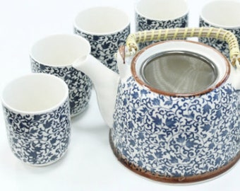 Herbal Teapot Set, Blue Pattern, presented in a gift box, birthday, mother of the bride, sister, new mom, valentines, housewarming