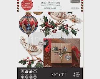 Redesign with Prima, Christmas GILDED ELEGANCE Middy Decor Transfer sheets 8.5" x 11" #677947  Limited Edition 2025, craft