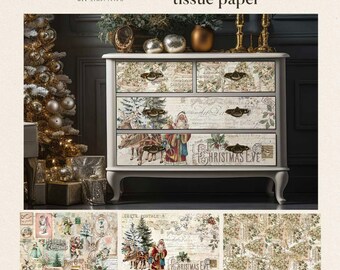 Redesign with Prima, Christmas HOLLY JOLLY HIDEAWAY Decoupage Decor Tissue Paper 3 sheets 19.5" x 30" #668693  Limited Edition 2023, craft