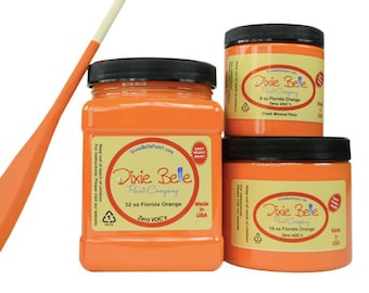 Florida Orange Dixie Belle Paint bright orange, Chalk Mineral Paint 236ml 8oz, 473ml 16oz, 946ml 32oz, Shabby Chic Furniture update makeover