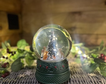 Musical light up snow globe, Woodland forest, Christmas animals, magical, waterball, home decor, snow scene, winter wonderland