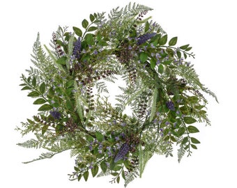 Large Lilac Bloom Door Wreath, Round, For The Front Door, Wedding Home Decoration, Artificial Flower, 61cm display, summer, autumn, lavender