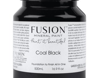 Coal Black, Fusion Mineral Paint, 500ml, Shabby Chic Furniture update makeover, milk paint, silk, chalk paint, upcycle, refinish, art