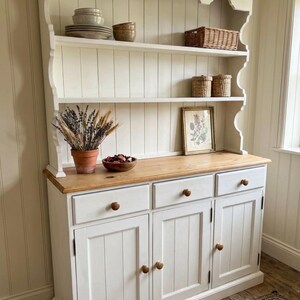 cream painted welsh dresser Country Cottage Cream Painted 100cm Buffet and Hutch